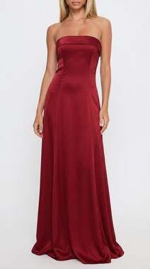 Michaelangelo Vintage Red Satin Strapless Formal Evening Gown Size 4